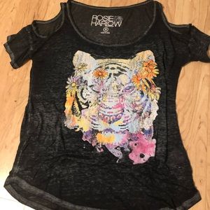 Tiger cold shoulder shirt